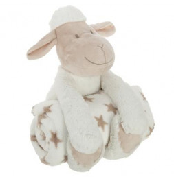 Doudou mouton + plaid - L 75 x l 100 cm - Blanc