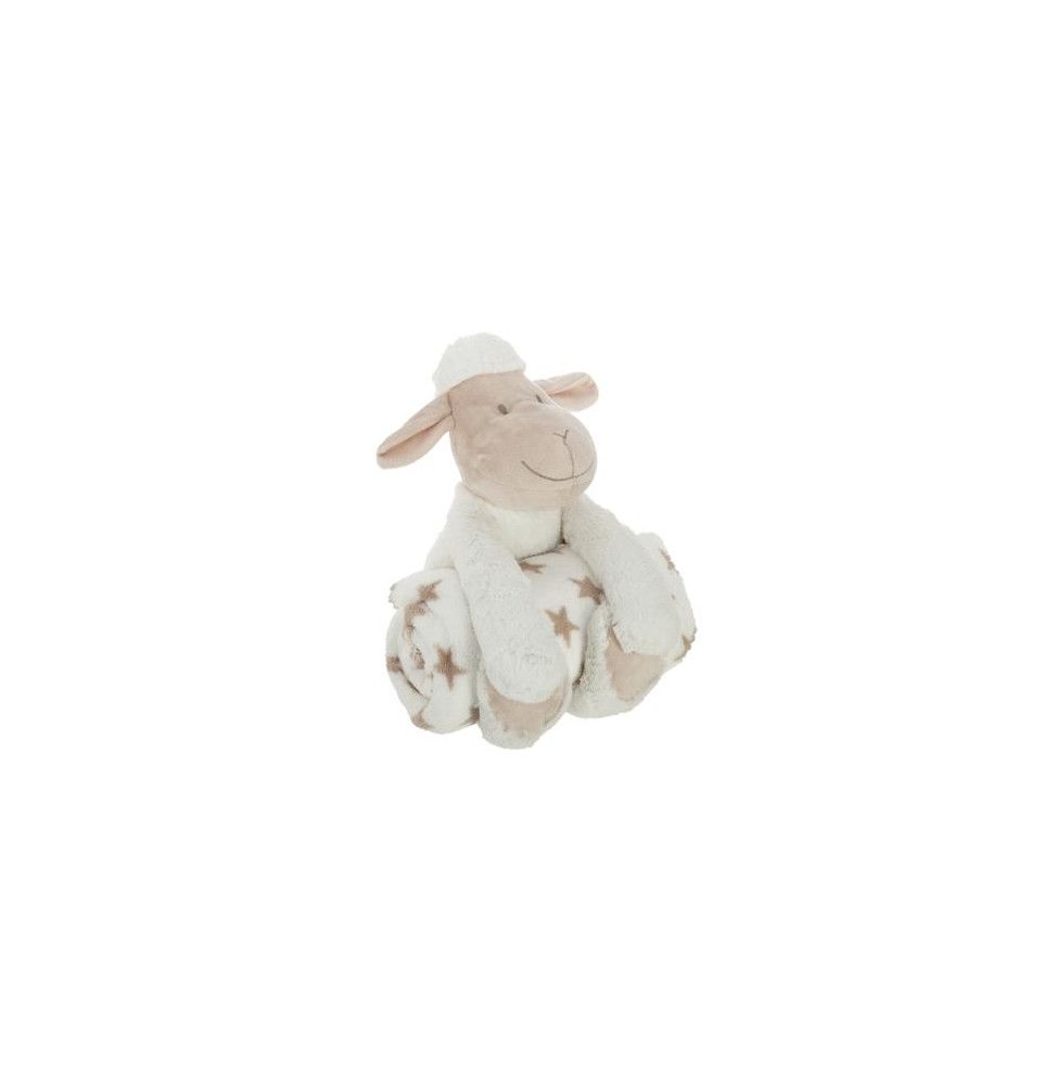 Doudou mouton + plaid - L 75 x l 100 cm - Blanc