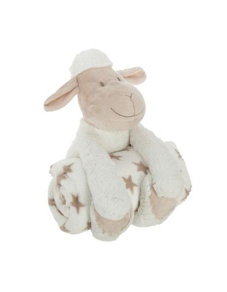 Doudou mouton + plaid - L 75 x l 100 cm - Blanc