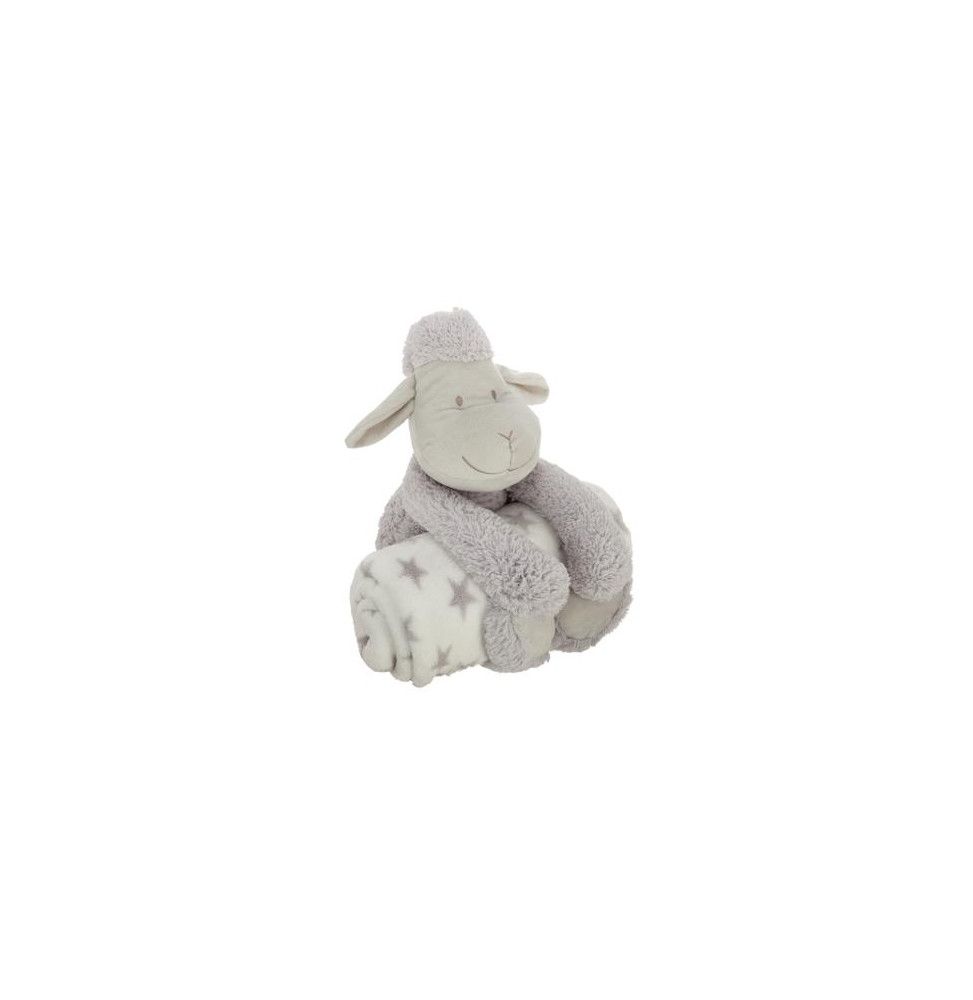 Doudou mouton + plaid - L 75 x l 100 cm - Gris