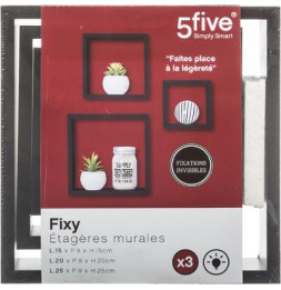 Lot de 3 petites étagères Fixy cube - Tailles différentes - Noir