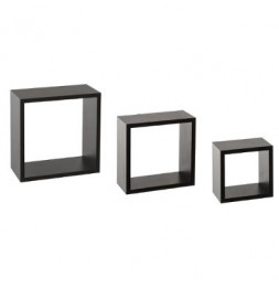 Lot de 3 petites étagères Fixy cube - Tailles différentes - Noir