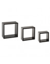 Lot de 3 petites étagères Fixy cube - Tailles différentes - Noir