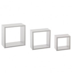 Lot de 3 petites étagères Fixy cube - Tailles différentes - Blanc