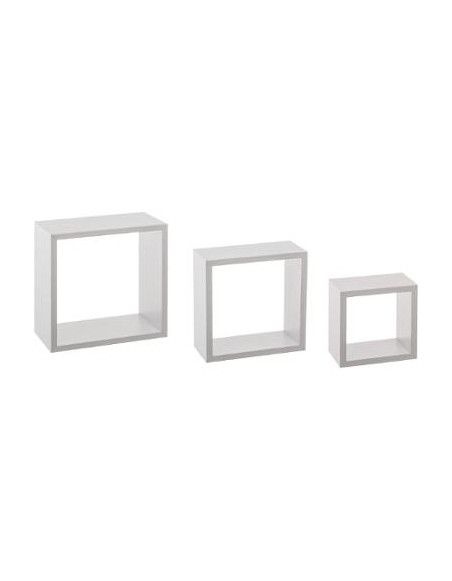 Lot de 3 petites étagères Fixy cube - Tailles différentes - Blanc