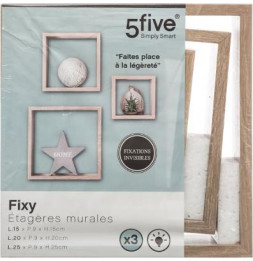 Lot de 3 petites étagères Fixy cube chêne - Tailles différentes - Beige