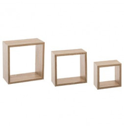 Lot de 3 petites étagères Fixy cube chêne - Tailles différentes - Beige