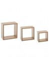 Lot de 3 petites étagères Fixy cube chêne - Tailles différentes - Beige