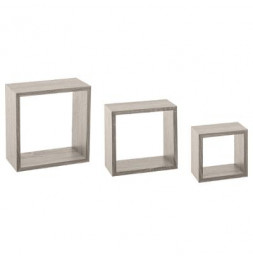 Lot de 3 petites étagères Fixy cube chêne - Tailles différentes - Gris