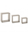 Lot de 3 petites étagères Fixy cube chêne - Tailles différentes - Gris