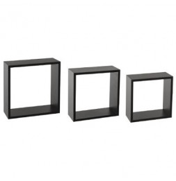 Lot de 3 grandes étagères Fixy cube - Tailles différentes - Noir