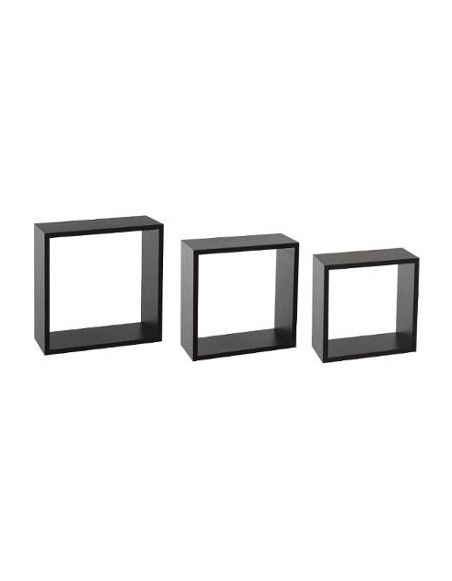 Lot de 3 grandes étagères Fixy cube - Tailles différentes - Noir