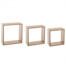 Lot de 3 grandes étagères Fixy cube chêne - Tailles différentes - Beige