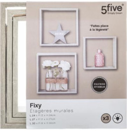 Lot de 3 grandes étagères Fixy cube chêne - Tailles différentes - Gris
