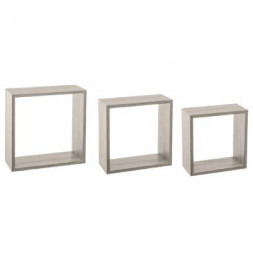 Lot de 3 grandes étagères Fixy cube chêne - Tailles différentes - Gris