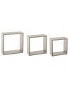 Lot de 3 grandes étagères Fixy cube chêne - Tailles différentes - Gris