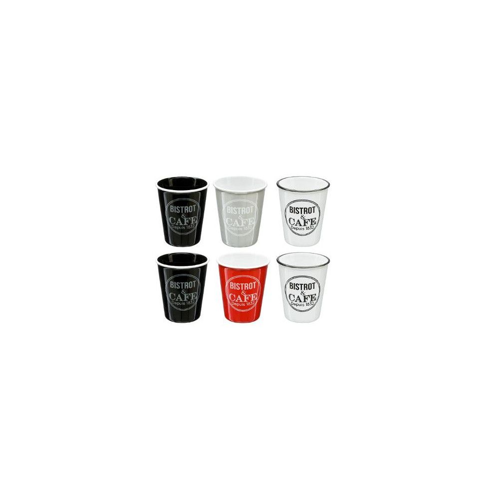 Coffret de 6 tasses Bistrot - 10 cl - Faïence