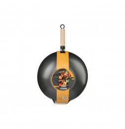 Wok en acier  - D. 35 cm - Manche en bois