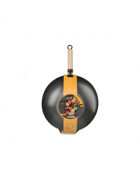 Wok en acier  - D. 35 cm - Manche en bois