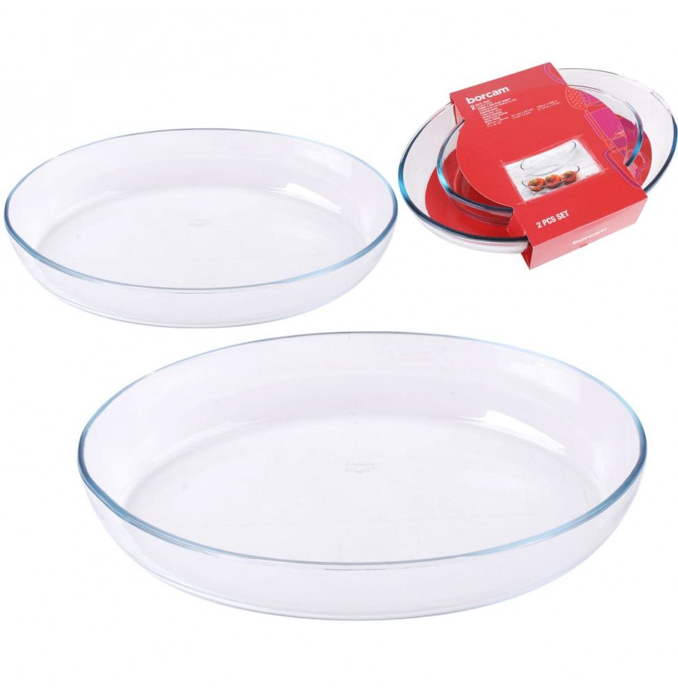 Lot de 2 plats ovales de cuisson en verre