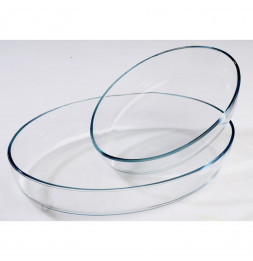 Lot de 2 plats ovales de cuisson en verre
