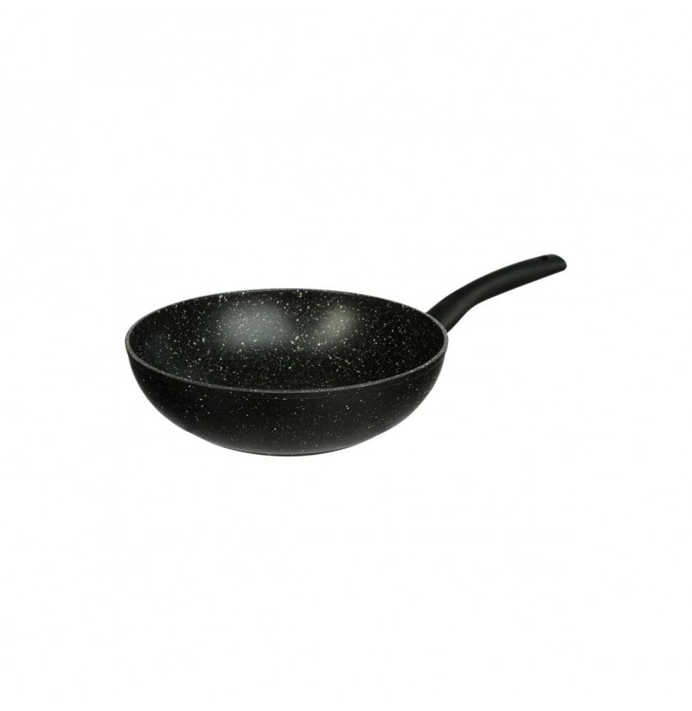 Wok en aluminium - D. 28 cm - Effet pierre noire