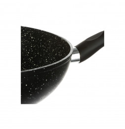 Wok en aluminium - D. 28 cm - Effet pierre noire