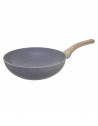 Wok en aluminium - D. 28 cm - Effet pierre grise