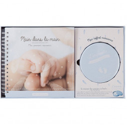 Coffret de naissance album et prise d'empreinte - Bleu