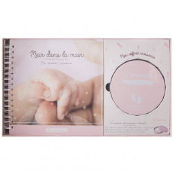 Coffret de naissance album et prise d'empreinte - Rose