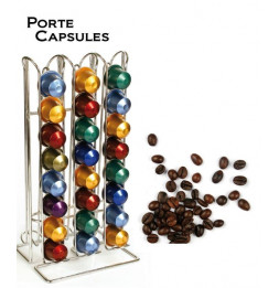 Porte capsules pour 48 dosettes en inox - H 30 x l 15.5 cm - Argenté