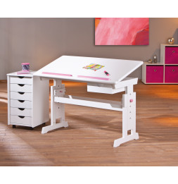 Bureau pour enfant avec plateau inclinable - Baru - Meuble rose ou bleu