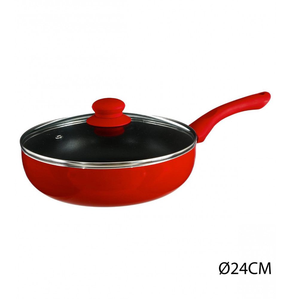 Sauteuse en aluminium - D. 24 cm - À induction - Rouge