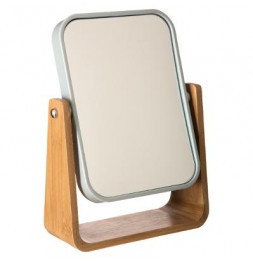 Miroir en bambou Epuréo - L 16 x P 6 x H 22 cm - Blanc