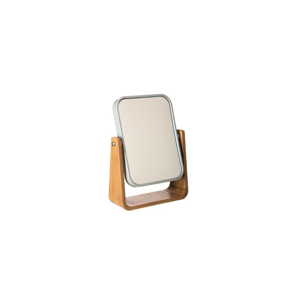 Miroir en bambou Epuréo - L 16 x P 6 x H 22 cm - Blanc