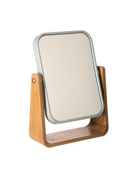 Miroir en bambou Epuréo - L 16 x P 6 x H 22 cm - Blanc