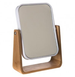 Miroir en bambou Epuréo - L 16 x P 6 x H 22 cm - Blanc