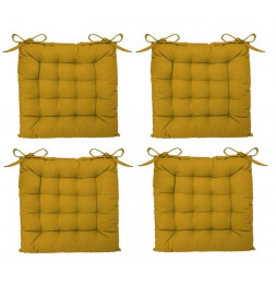 Lot de 4 galettes de chaise matelassées - 38 x 38 cm - Ocre