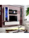 Ensemble meuble TV mural - Fly II - 160 cm x 170 cm x 40 cm - Blanc et Noir 2