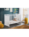 Lit pour bébé - Tymek - L 124 x l 67 x H 56,90 cm - Blanc