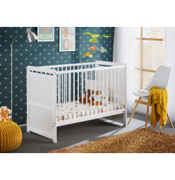 Lit pour bébé avec matelas - Tymek  - L 124 x l 67 x H 56,90 cm - Blanc