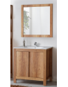 Ensemble meuble vasque + miroir - Bois - 80 cm - Classic Oak