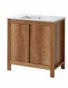 Ensemble meuble vasque salle de bain - Bois - 80 cm - Classic Oak