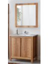 Ensemble sous vasque + vasque + miroir - Bois - 60 cm - Classic Oak