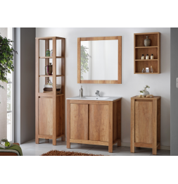 Ensemble meuble vasque salle de bain - Bois - 60 cm - Classic Oak