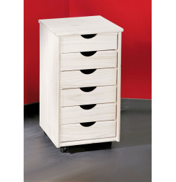 Caisson sur roulettes - Blanc - Simon - Meuble 6 tiroirs pour bureau