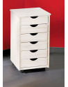 Caisson sur roulettes - Blanc - Simon - Meuble 6 tiroirs pour bureau