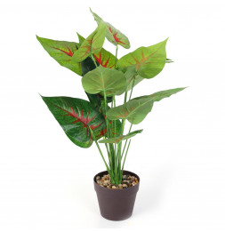 Plante artificielle en pot - D 13 x H 55 cm - Vert et rouge