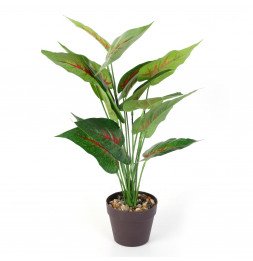 Plante artificielle en pot - D 13 x H 55 cm - Vert et rouge