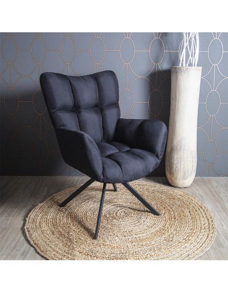 Fauteuil pivotant Washington - L 72 x P 67 x H 88 cm - Noir